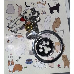 Poodle/Doodle Keychain Key Ring Paw print White Dog Bag Charm Car Key New